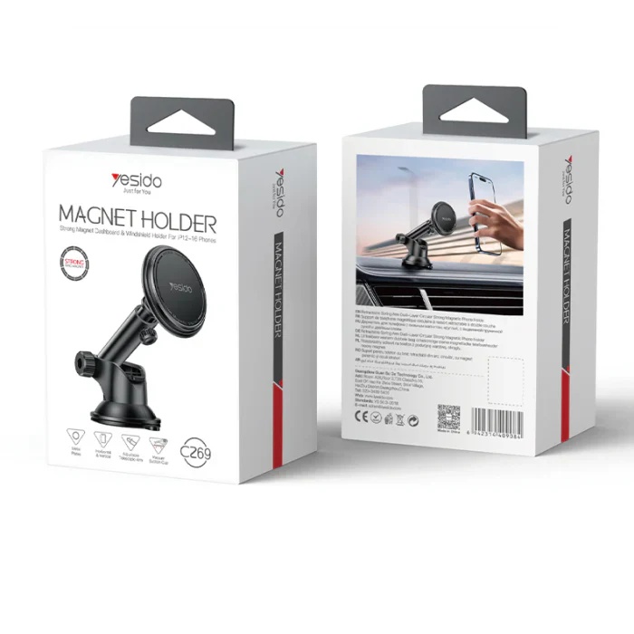 Yesido 360° Telescopic Magnetic Car Phone Holder – Bionic Suction Cup Design