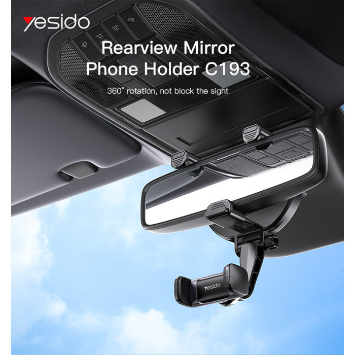 Yesido C193 Car Rearview Mirror Using Phone Holder - Black