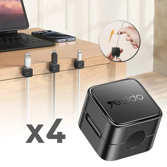 Yesido C216 4-Pack Magnetic Cable Clips - Residue-Free Cord Organizer for Workspace & Car