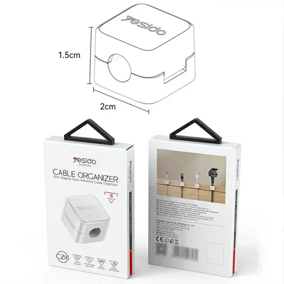 Yesido C216 4-Pack Magnetic Cable Clips - Residue-Free Cord Organizer for Workspace & Car