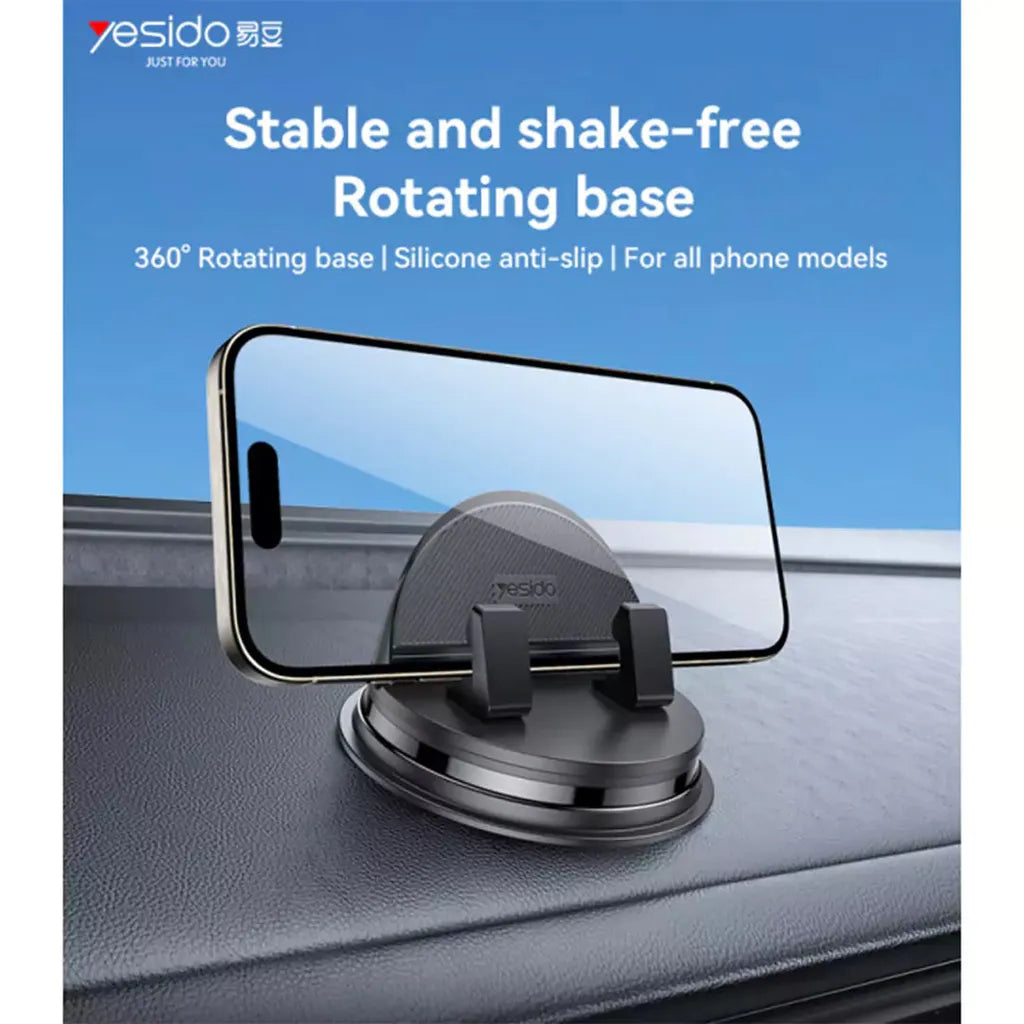 Yesido C268 Universal Car Phone Mount - 360° Rotating Dashboard Holder with Anti-Slip Silicone Grip