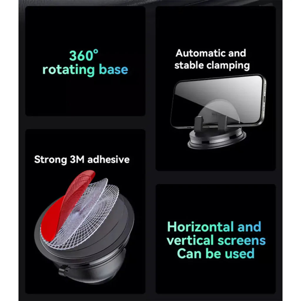 Yesido C268 Universal Car Phone Mount - 360° Rotating Dashboard Holder with Anti-Slip Silicone Grip