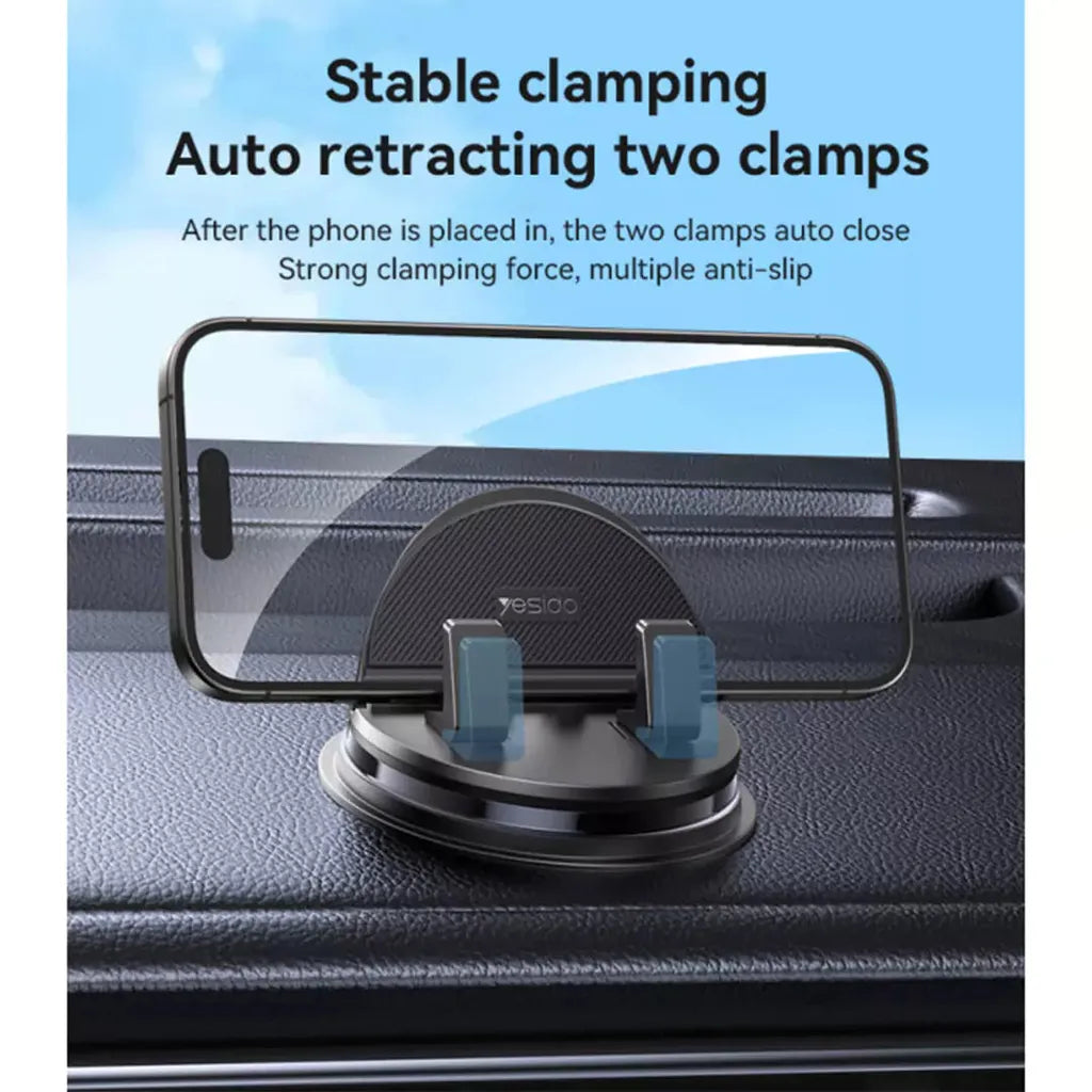 Yesido C268 Universal Car Phone Mount - 360° Rotating Dashboard Holder with Anti-Slip Silicone Grip