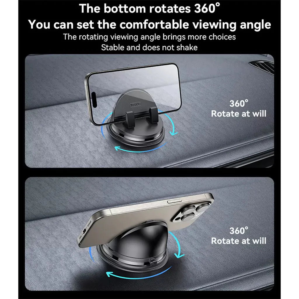 Yesido C268 Universal Car Phone Mount - 360° Rotating Dashboard Holder with Anti-Slip Silicone Grip