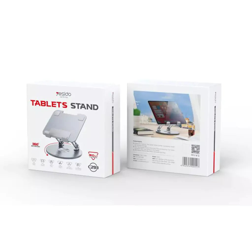 Yesido C293 Aluminum Alloy 360° Rotating Laptop/Tablet Stand – Foldable & Heat Dissipating Design