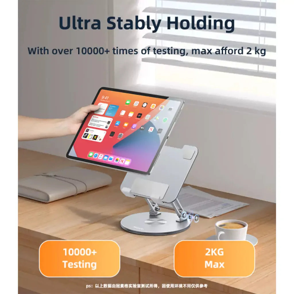 Yesido C293 Aluminum Alloy 360° Rotating Laptop/Tablet Stand – Foldable & Heat Dissipating Design