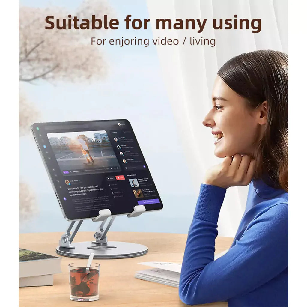 Yesido C293 Aluminum Alloy 360° Rotating Laptop/Tablet Stand – Foldable & Heat Dissipating Design