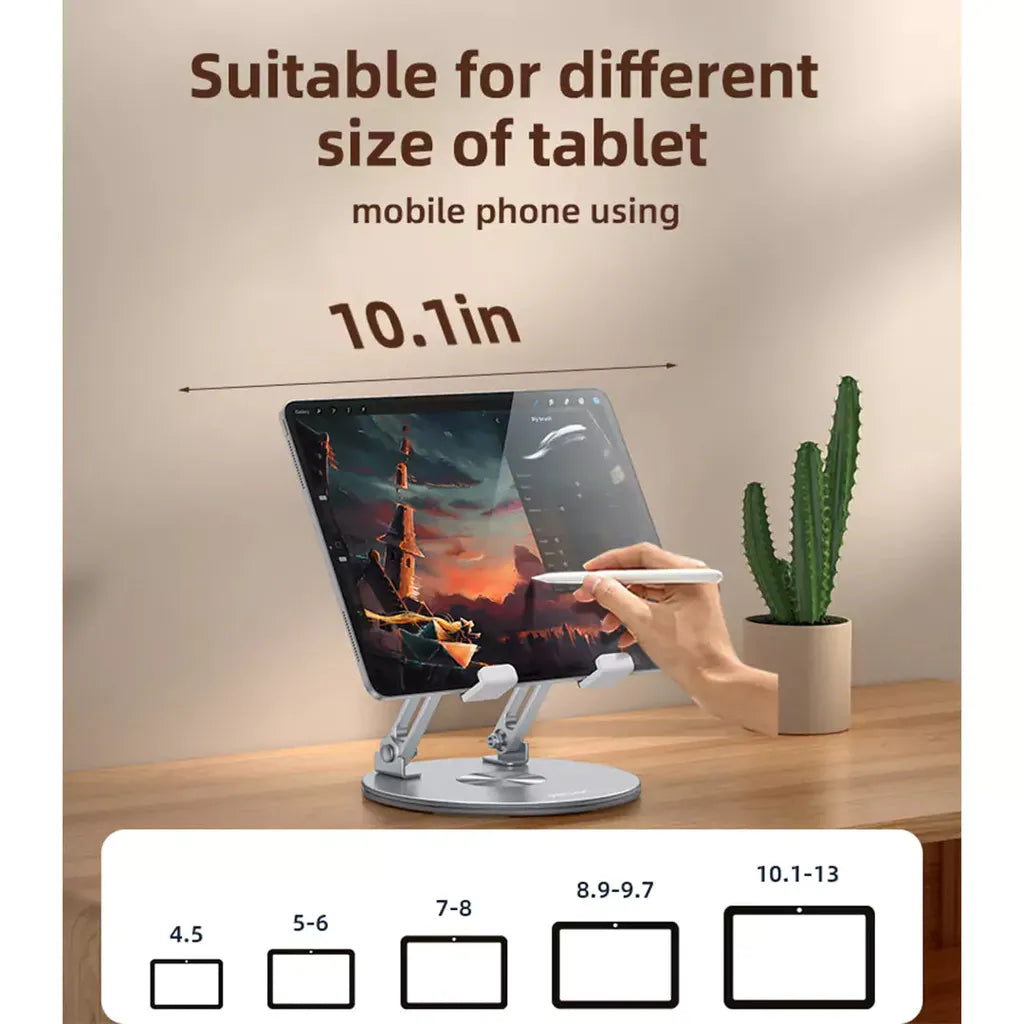 Yesido C293 Aluminum Alloy 360° Rotating Laptop/Tablet Stand – Foldable & Heat Dissipating Design