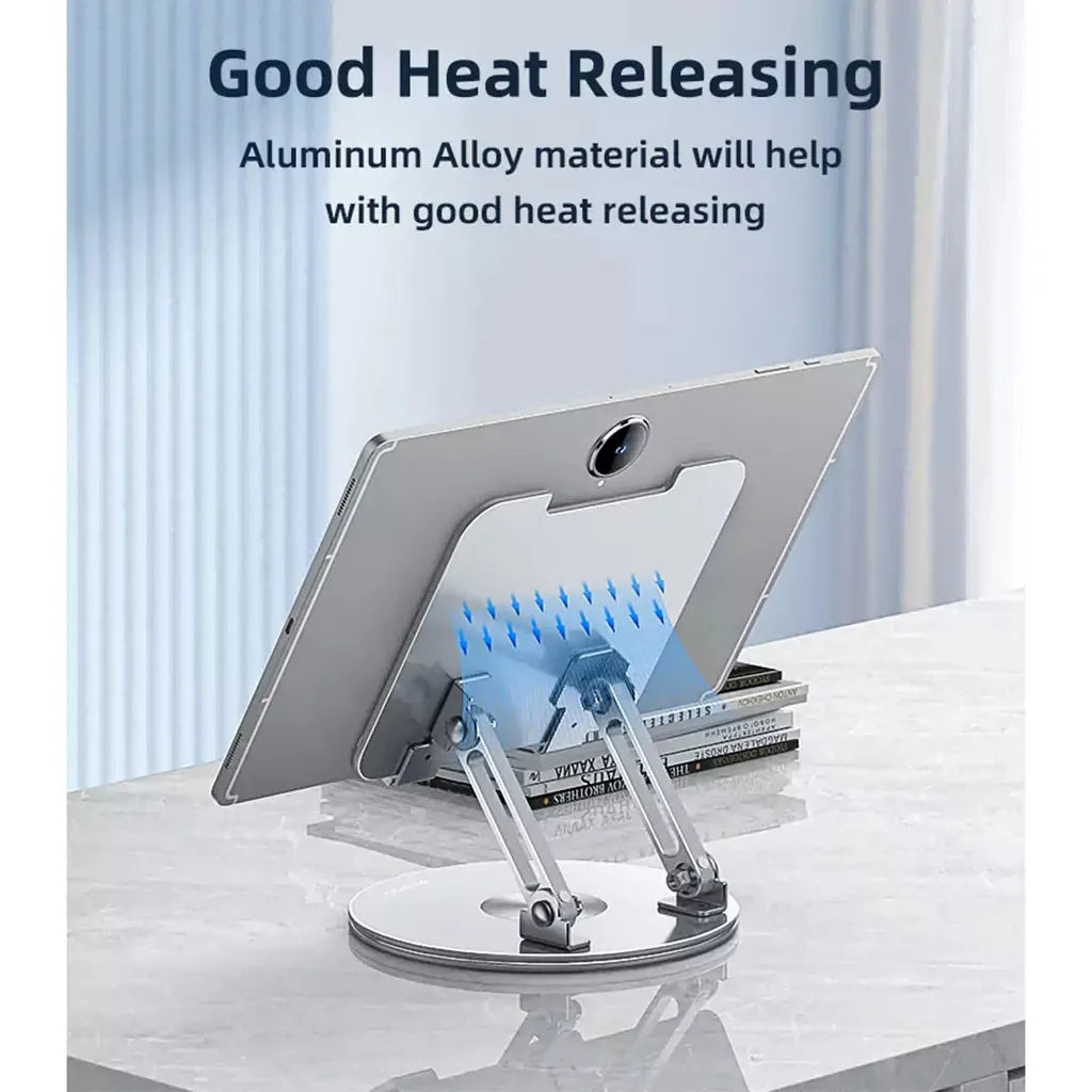 Yesido C293 Aluminum Alloy 360° Rotating Laptop/Tablet Stand – Foldable & Heat Dissipating Design