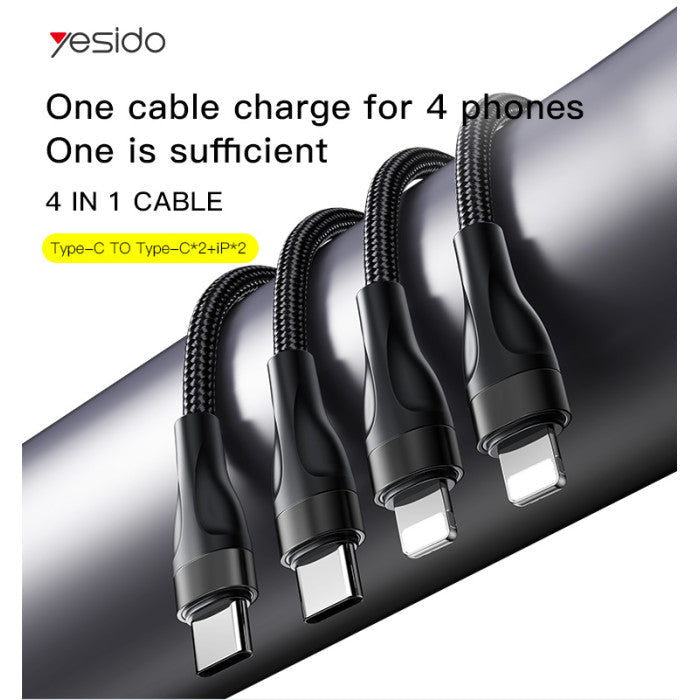 Yesido CA110 4 in 1 Charging Data Cable - Black