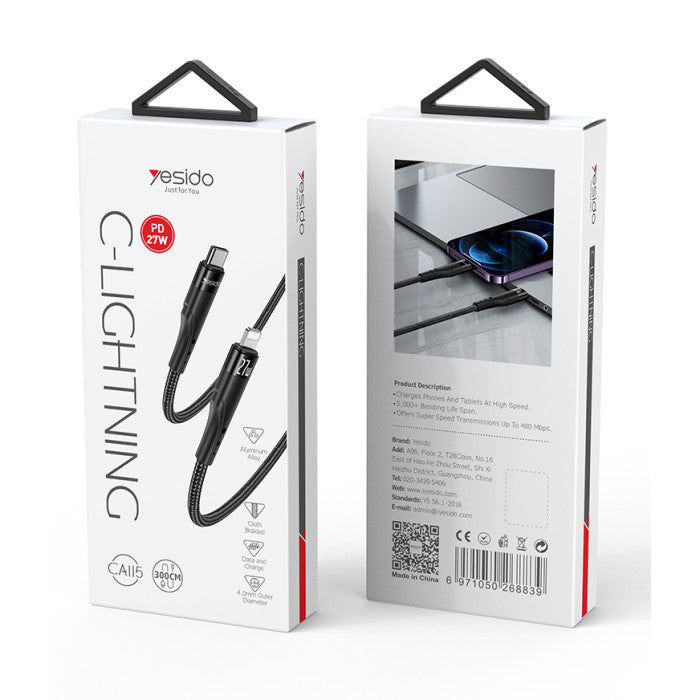Yesido CA115 Data Transfer and Charging Cable - Black