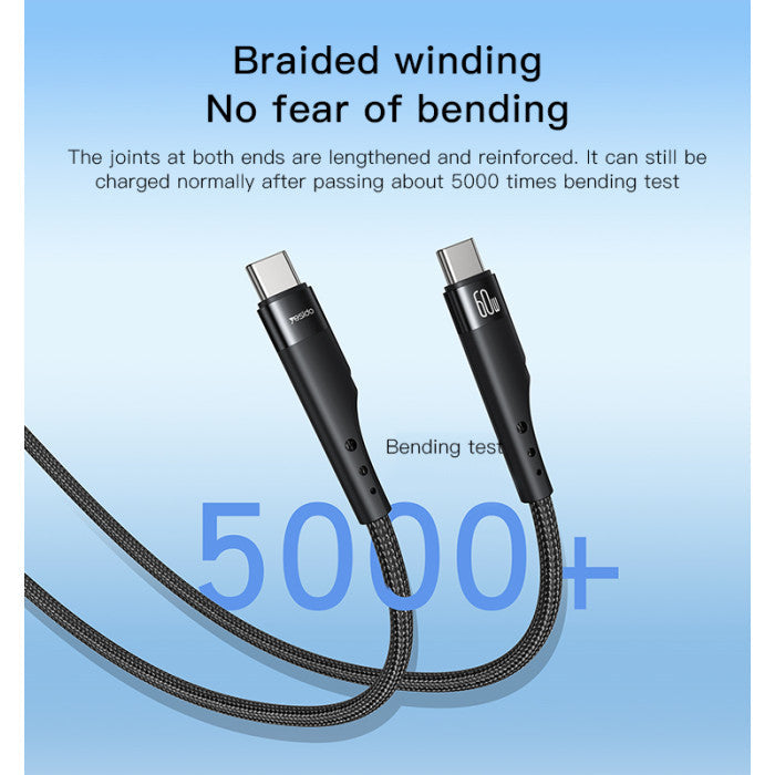 Yesido CA116 Braided Data Cable PD Fast Charging Cable - Black