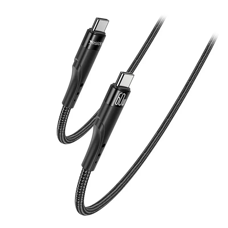Yesido CA116 Braided Data Cable PD Fast Charging Cable - Black