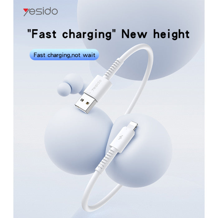 Yesido CA120 PVC Fast Charging Data Cable - 1M / USB / Lightning - White