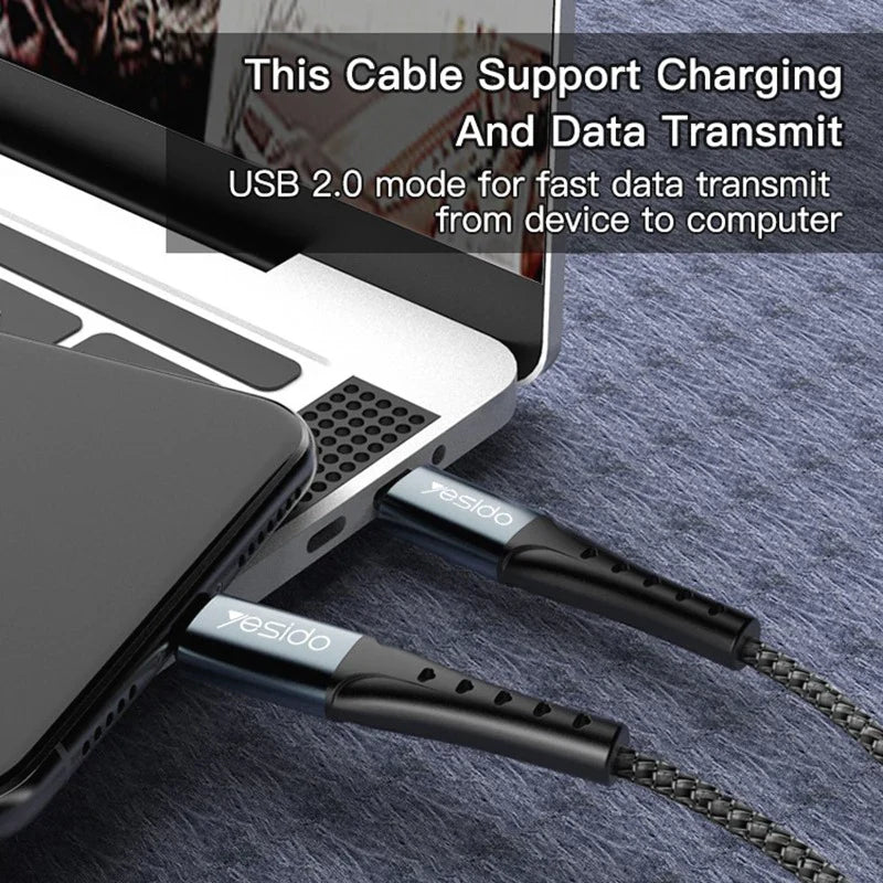 Yesido CA67 3A PD60W Type-C to Type-C Charging Cable – 2m