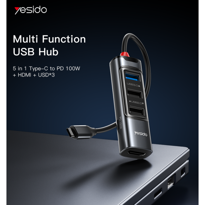 Yesido HB22 5 in 1 USB C OTG Function Adapter