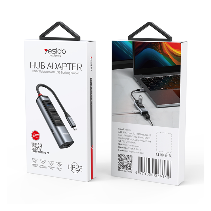 Yesido HB22 5 in 1 USB C OTG Function Adapter