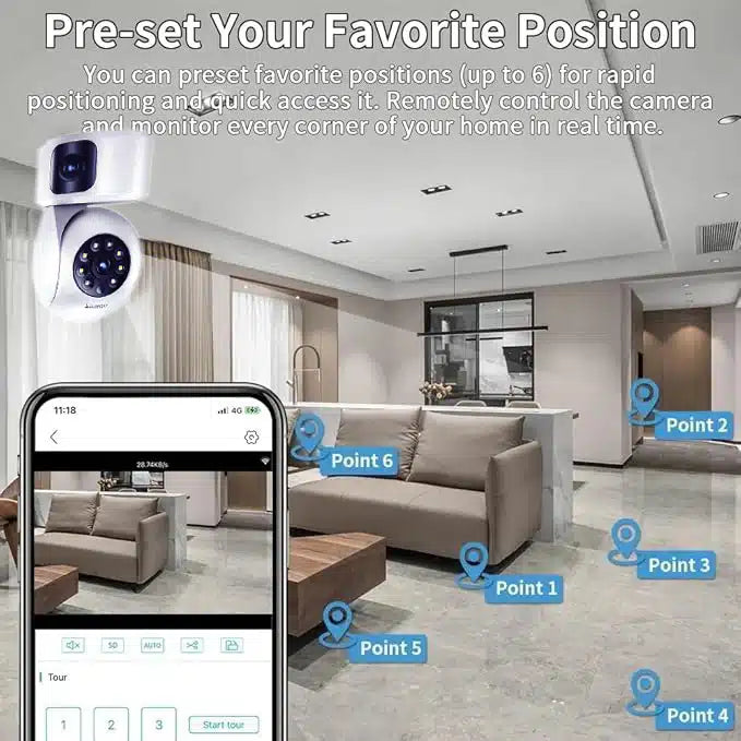 Yesido KM16 Dual 1080P Indoor Security Camera with AI Tracking & Night Vision