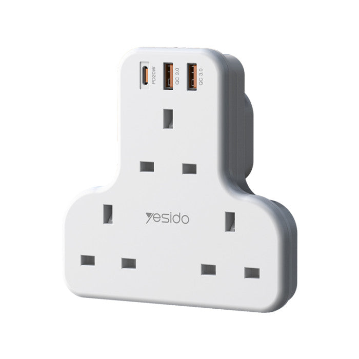 Yesido MC15 2 Meter 6 IN 1 Power Socket Hub - White