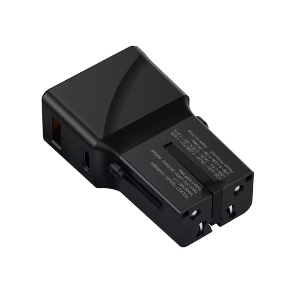 Yesido MC17 Universal Travel Charger - 20W / USB-C / USB-A / Black
