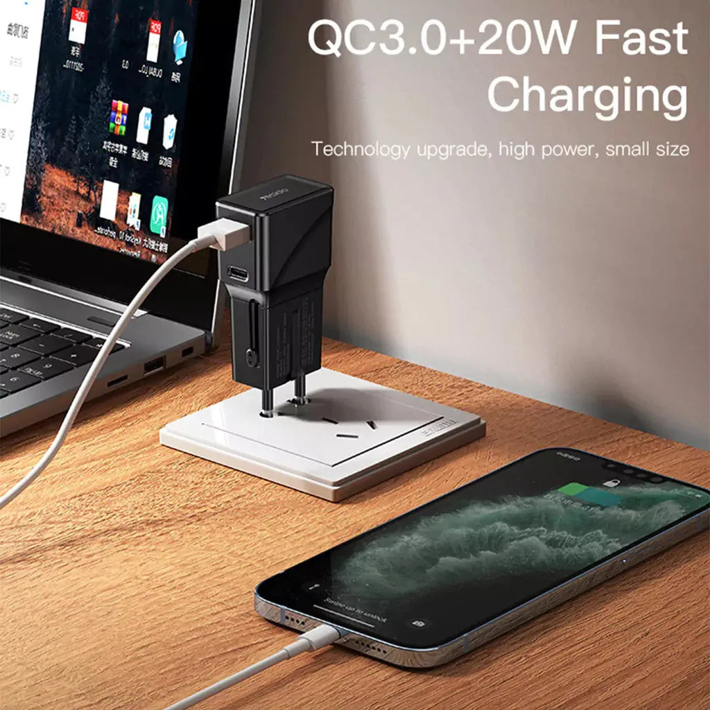 Yesido MC17 Universal Travel Charger - 20W / USB-C / USB-A / Black