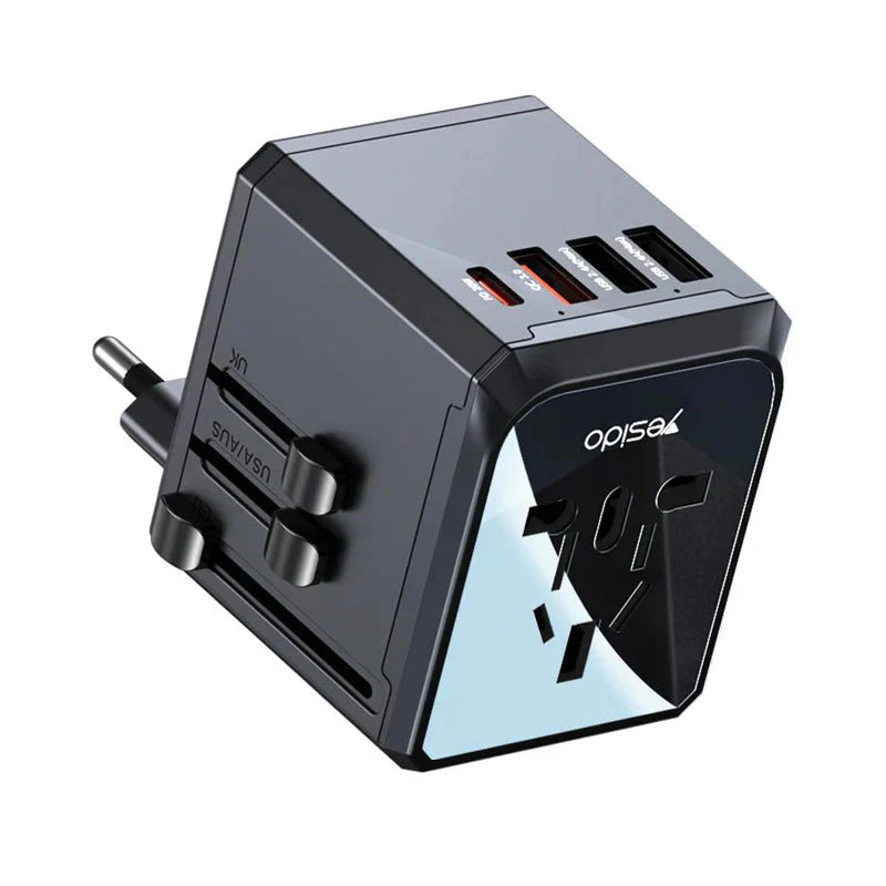Yesido MC24 Multi-function Universal Travel Adapter Plug - Black