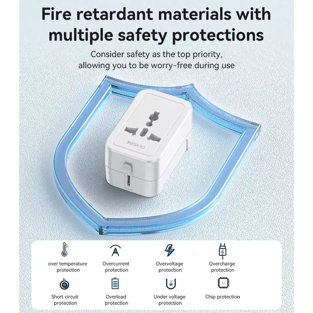 Yesido MC32 1380W Universal Travel Adapter