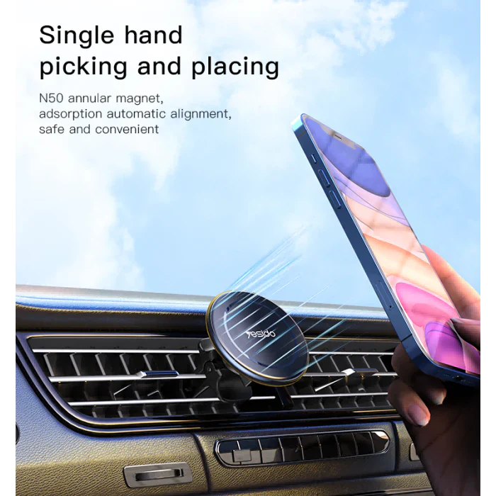 Yesido Magnetic Car Phone Holder – Strong Grip Mount, Black