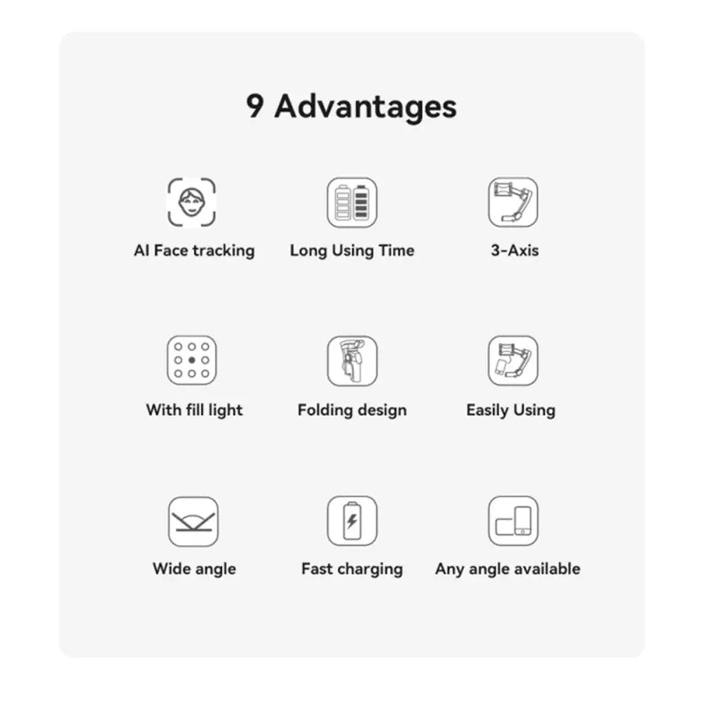 Yesido SF21 3-Axis Auto Face Tracking Gimbal Stabilizer – Built-in Camera / Fill Light/ 2550mAh Battery/ Bluetooth 5.0