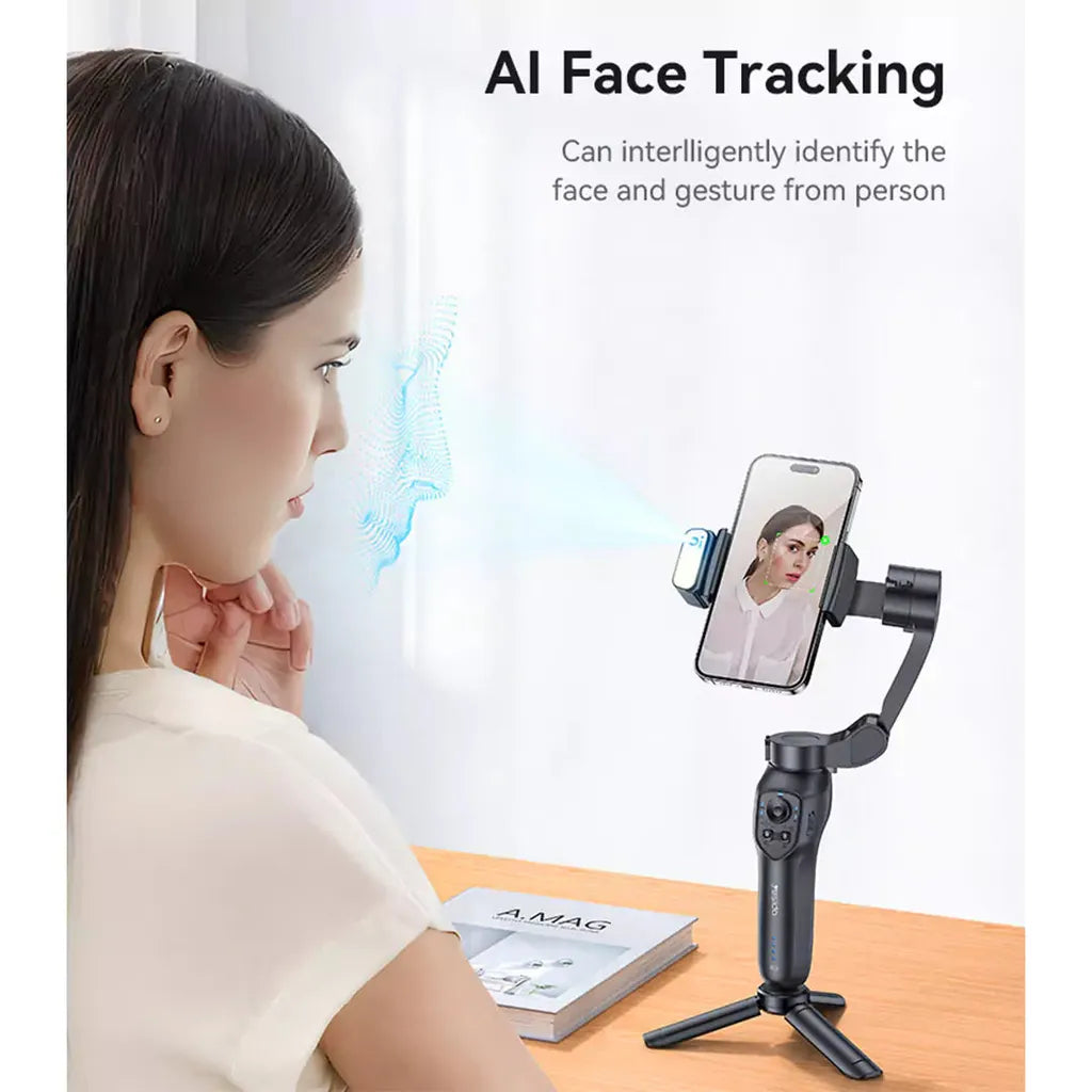 Yesido SF21 3-Axis Auto Face Tracking Gimbal Stabilizer – Built-in Camera / Fill Light/ 2550mAh Battery/ Bluetooth 5.0