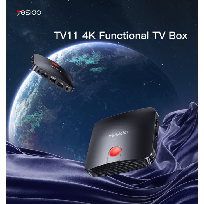 Yesido TV11 Smart TV Box 6 IN 1 - 4K / USB / HDMI / WiFi / RJ45 - Black