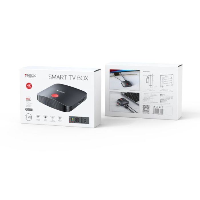 Yesido TV11 Smart TV Box 6 IN 1 - 4K / USB / HDMI / WiFi / RJ45 - Black
