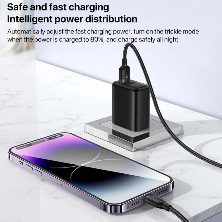 Yesido USB to 8-Pin Charging Data Cable – 3M, 12W Black