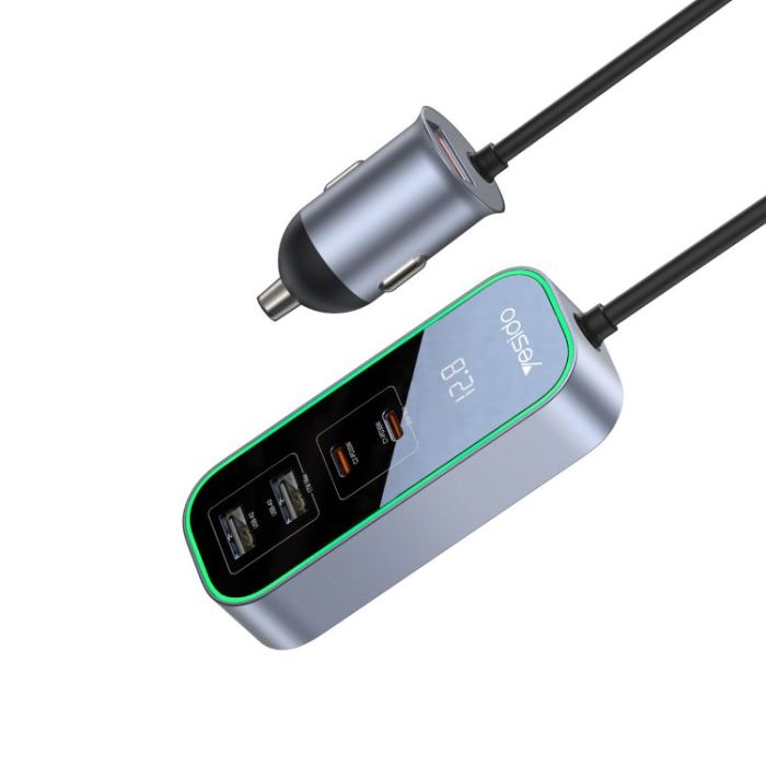 Yesido Y53 5 Ports 97W Extended Car Charger - Silver