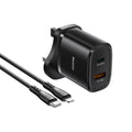 Yesido YC46 8 Pin Cable Travel Charger - Black