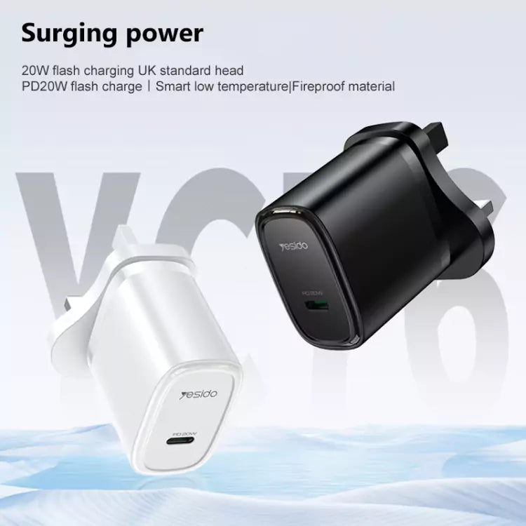 Yesido YC76BC 20W USB-C Fast Charger - Includes Type-C Cable/ White