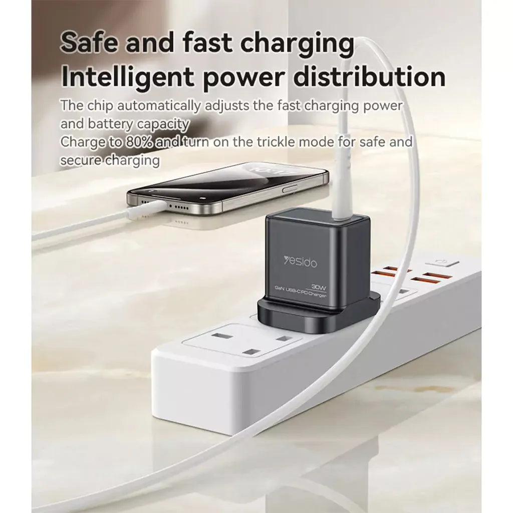 Yesido YC82 UK 30W GaN Fast Charger - Type-C PD Wall Adapter