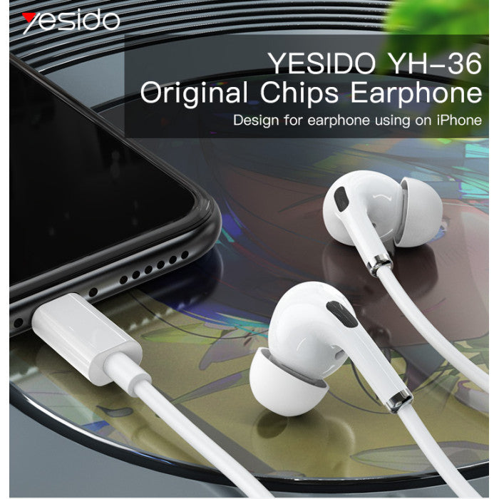 Yesido YH36 in-ear wired earphone - White