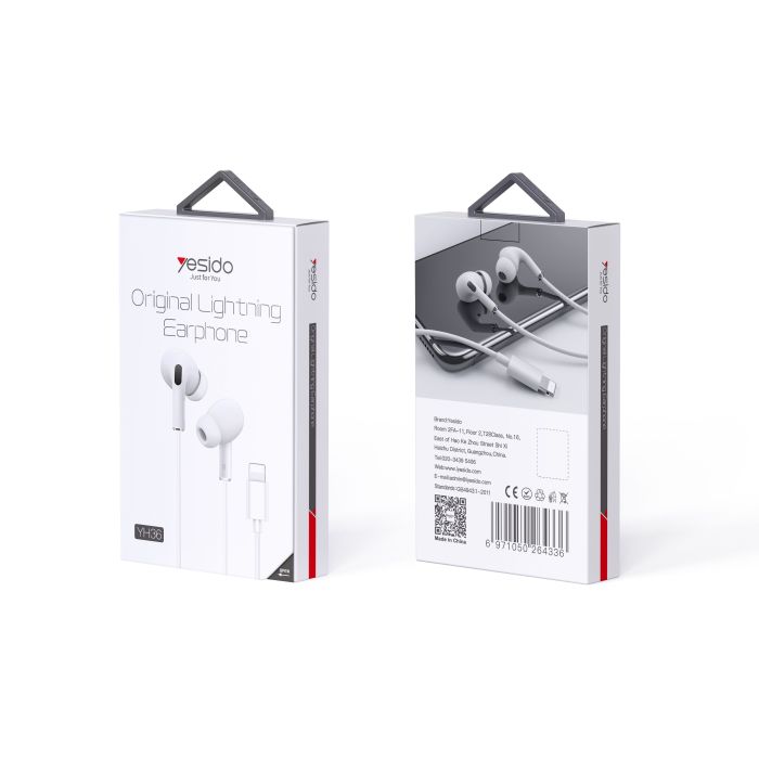 Yesido YH36 in-ear wired earphone - White