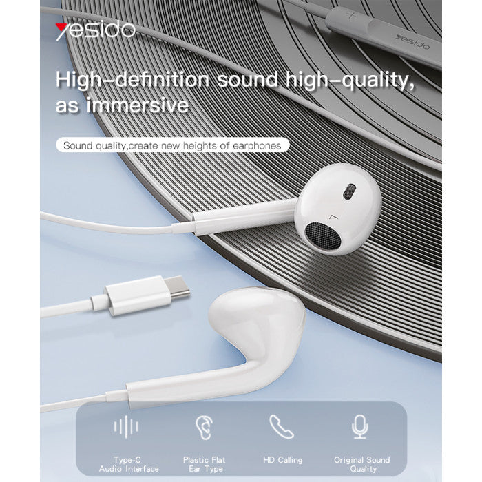 Yesido YH38 in-ear Heavy Bass wired earphone - White
