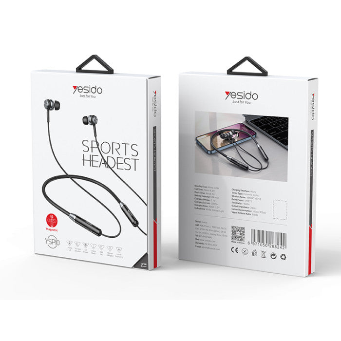 Yesido YSP10 Sports Neckband Wireless Headphone - Black