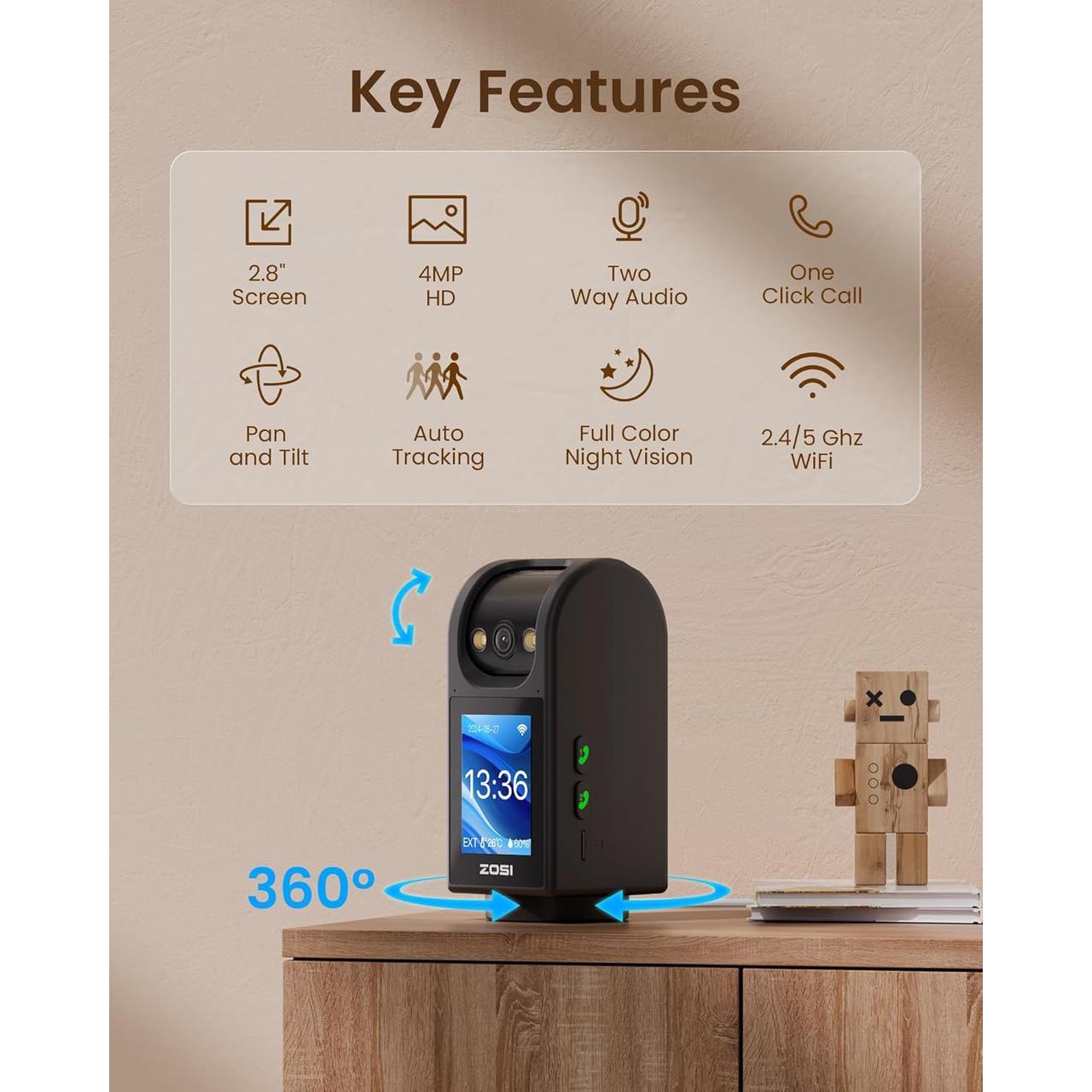 ZOSI 4.0MP INDOOR 2 WAY VIDEO CALLING CAMERA