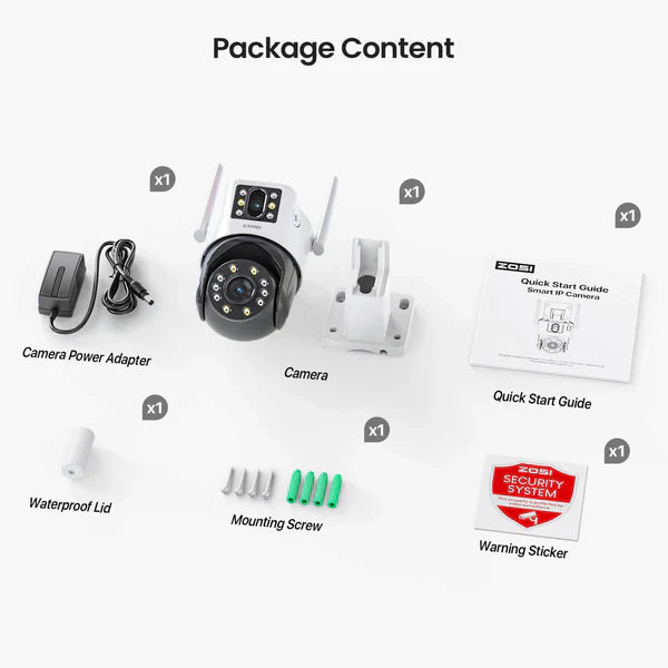 ZOSI C298 2.4GHz WiFi PT Camera with Dual Lens