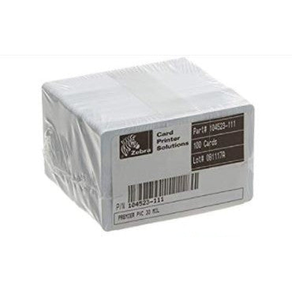 Zebra 104523-111 Premier (Pvc) Card, Standard White 500 Cards In A Box