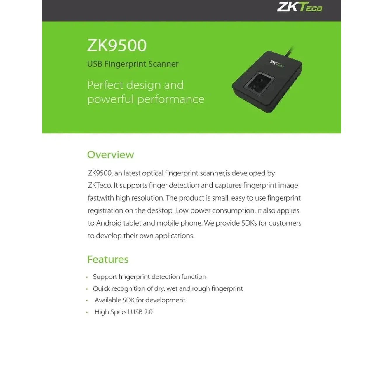 Zkteco Zk9500 Fingerprint Reader