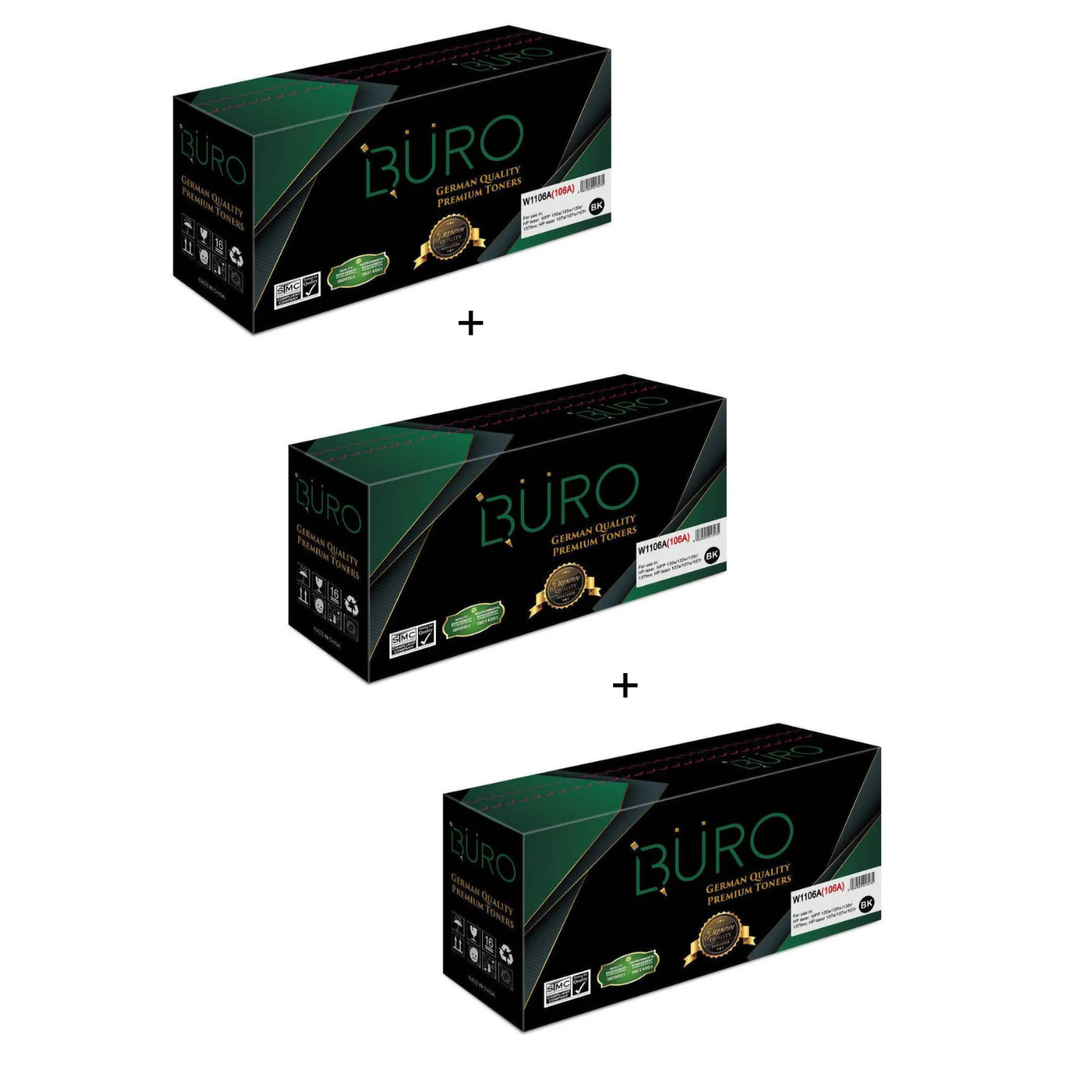 Buro Compatible Hp 106A W1106A - Black (pack of 3)