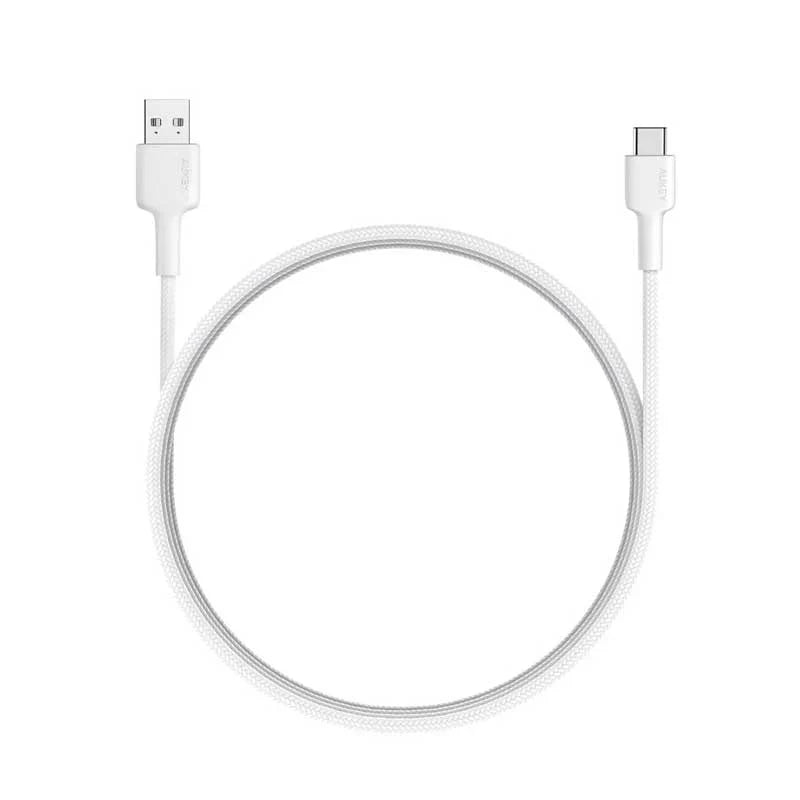 Aukey Braided Nylon Usb 2.0 To Usb-C Cable -  0.9m White