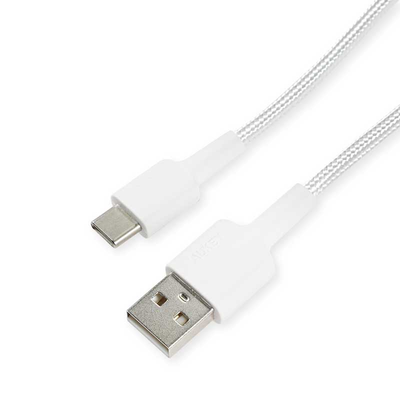 Aukey Braided Nylon Usb 2.0 To Usb-C Cable -  0.9m White