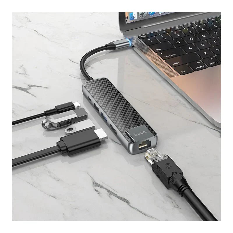 HOCO HB23 Easy View USB-C Hub – USB-C / HDMI / RJ45