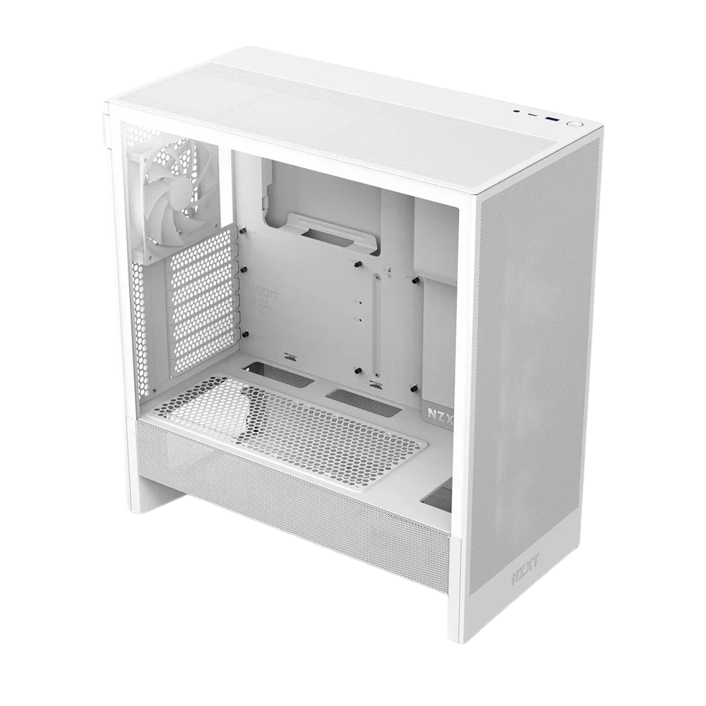 Nzxt H5 Flow Rgb (2024) Compact Mid-Tower Atx Case With Rgb Fans - White